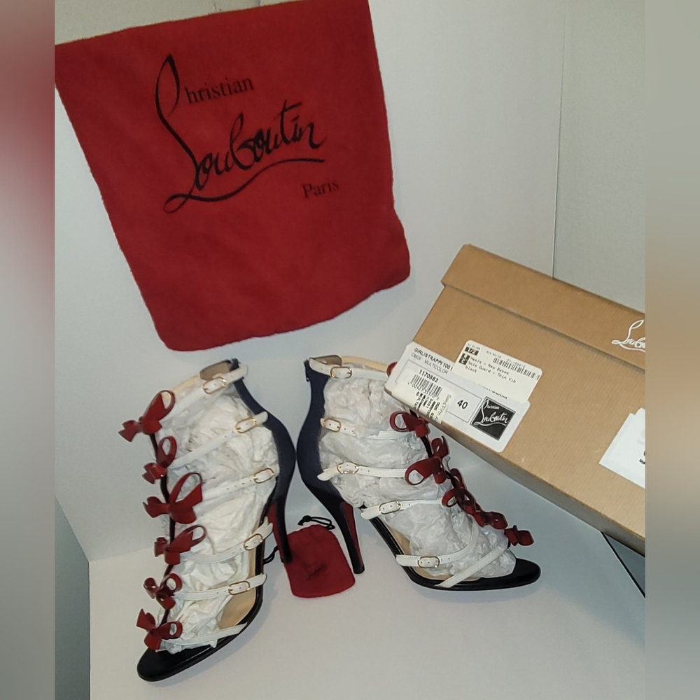 Christian Louboutin Girlistrappi 100 Patent/Nap Shiny/Denim Multicolor 🔥🔥🔥